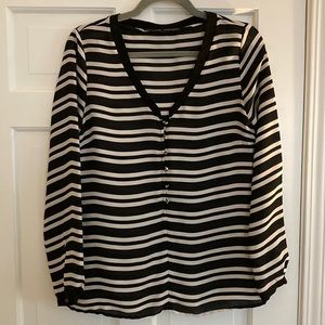 Zara blouse size small. Black and white stripes, v-neck with cool button details
